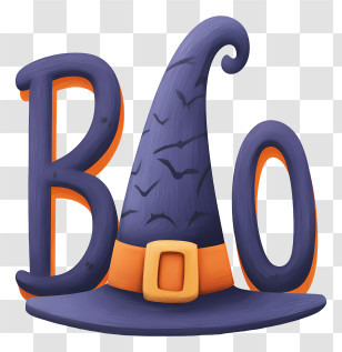 Halloween Boo With Magic Hat - Halloween Witch Hat With Boo Transparent PNG
