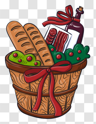 Picnic Basket - Gift Basket With Bread And Wine Transparent PNG