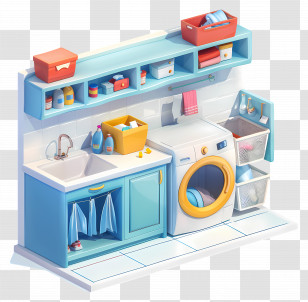 Laundry Room Setup With Washing Machine - Laundry Room Setup With Washing Machine Illustration Transparent PNG