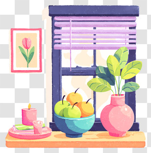 Cozy Windowsill Scene - Cozy Window Sill Still Life Transparent PNG