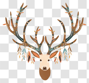 Antler - Decorative Deer With Colorful Antlers Transparent PNG