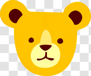 Bear - Adorable Yellow Cartoon Bear Face Icon Transparent PNG
