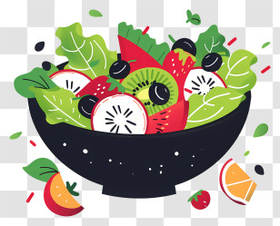 Salad Bowl - Bowl Of Colorful Salad With Fruits And Vegetables Transparent PNG