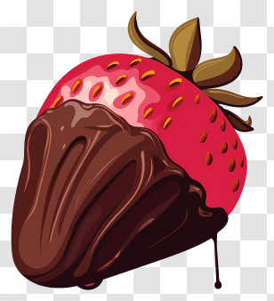 Chocolate Covered Strawberry - Strawberry Dipped In Chocolate Drizzle Transparent PNG