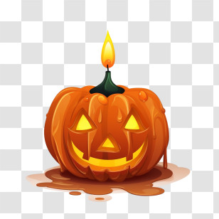 Jack O Lantern - Carved Pumpkin Candle For Halloween Transparent PNG