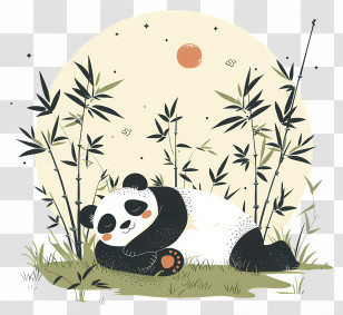 Sleeping Panda - Cute Sleeping Panda In Bamboo Forest Transparent PNG