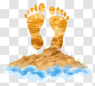 Feet In The Sand - Footprints In Sand By The Ocean Transparent PNG