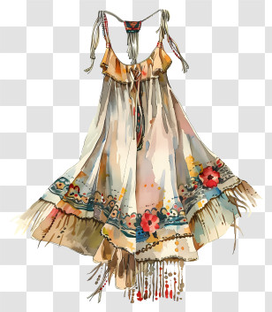 Boho - Flowy Floral Dress Transparent PNG