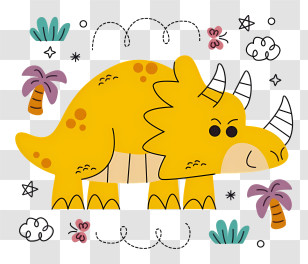 Happiness - Cartoon Yellow Dinosaur Illustration Transparent PNG
