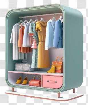 Wardrobe - Colorful Wardrobe With Clothes And Accessories Transparent PNG