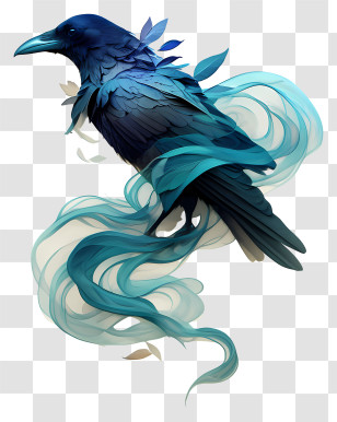Abstract Bird - Elegant Blue Raven Transparent PNG