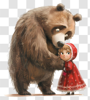 Masha And The Bear - Cartoon Bear And Little Girl Illustration Transparent PNG