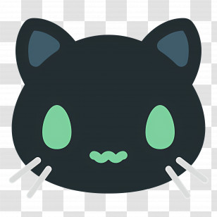 Cat Emoji - Mysterious Black Cat With Green Eyes Transparent PNG
