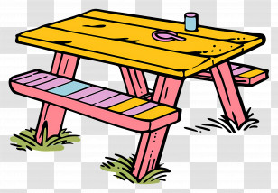 Picnic Table - Colorful Picnic Table Illustration Transparent PNG