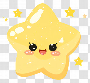 Kawaii Star - Happy Yellow Star Cartoon Transparent PNG