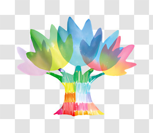 Icon - Rainbow Colored Abstract Tree Transparent PNG