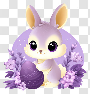 Kawaii Easter Bunny - Cute Bunny With Easter Egg Transparent PNG