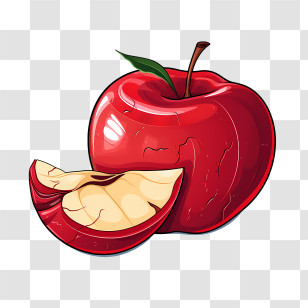 Apple - Juicy Red Apple With Slice Transparent PNG