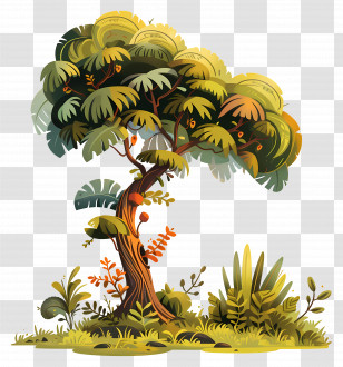 Cute Cartoon Tree - Lush Green Trees In Forest Transparent PNG