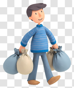 Man Carrying Rubbish Bags - Man Carrying Shopping Bags Transparent PNG