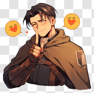 Attack On Titan - Anime Character With Hearts Transparent PNG