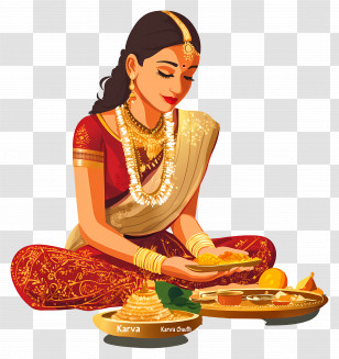 Karva Chauth - Karva Chauth Woman In Traditional Attire Transparent PNG