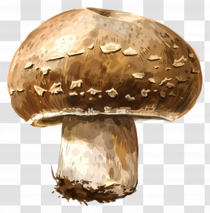 Cremini Mushroom - Brown Mushroom With Detailed Cap Illustration Transparent PNG