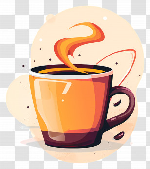 Coffee Mug - Steaming Orange Ceramic Cup Transparent PNG