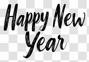 Happy New Year - Minimalist Black Happy New Year Text Transparent PNG