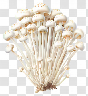 Enoki Mushroom - Fresh Enoki Mushrooms Cluster Transparent PNG