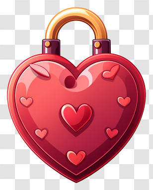 Key - Shiny Red Heart-Shaped Lock Design Transparent PNG