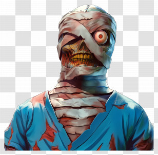Curly - Scary Mummy With A Wrapped Face Transparent PNG