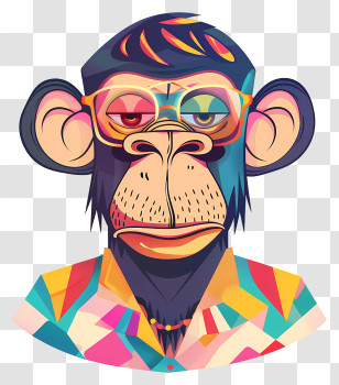 Monkey - Colorful Illustration Of A Stylized Monkey Transparent PNG