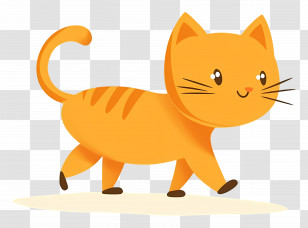 Cat Walking - Cartoon Orange Cat Walking Animation Transparent PNG