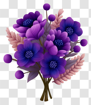 Purple Flowers Art - Purple Flower Bouquet Transparent PNG