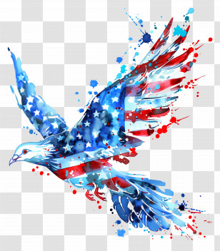Independence Day - Abstract Watercolor Eagle With American Flag Design Transparent PNG