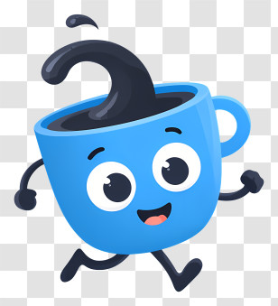 Kawaii Teacup - Cute Blue Coffee Cup Transparent PNG