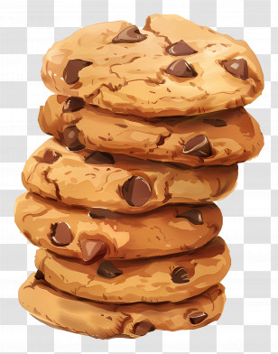 Stack Of Cookies - Illustration Of A Stack Of Chocolate Chip Cookies Transparent PNG