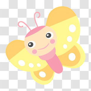 Spring - Yellow And Pink Cartoon Butterfly Transparent PNG