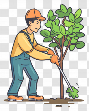 Gardener Planting Tree - Gardener Planting A Tree Transparent PNG