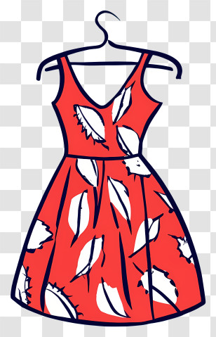 Red Dress - Red Patterned Dress Fashion Illustration Transparent PNG