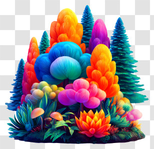 Luminous Iridescent - Vibrant Rainbow Fantasy Forest Transparent PNG