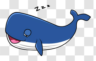 Cartoon - Cute Sleeping Blue Whale Cartoon Transparent PNG