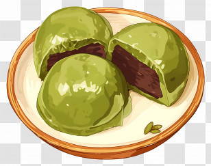 Matcha Mochi - Red Bean Mochi With Green Tea Coating Transparent PNG