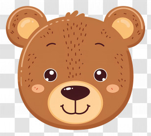 Cute Bear Face - Cartoon Bear Face With Happy Expression Transparent PNG