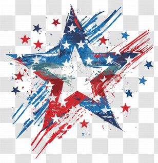 4th Of July - Patriotic Star With Red And Blue Colors Transparent PNG
