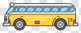 Yellow School Bus - Yellow Bus Flat Illustration Transparent PNG