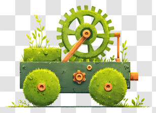 Mossy Gear - Green Gear Machine Transparent PNG