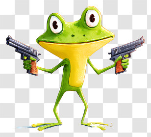 Frog With Guns - Cartoon Frog With Guns Illustration Transparent PNG