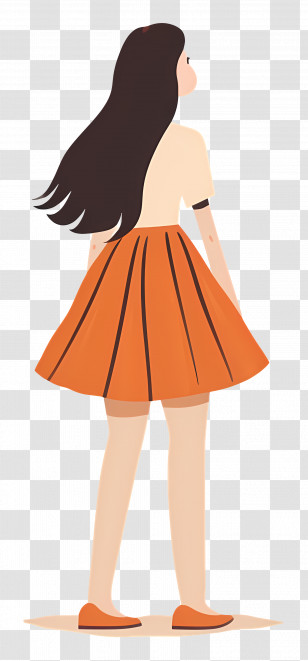 Woman In Skirt - Girl In Orange Skirt Standing Transparent PNG